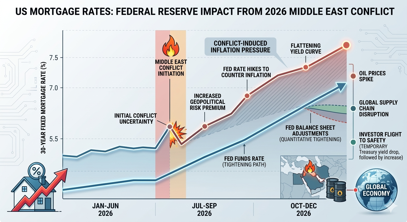 middle east war mortgage rates impact 2026 usa chart showing Federal Reserve and US homebuyer costs