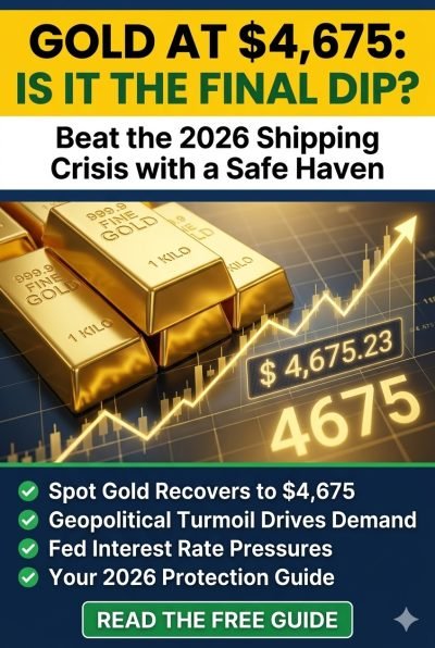 Gold prices have recovered to $4,675 in March 2026, driven by geopolitical turmoil and the global shipping crisis. Is this the final dip before a major rally to $5,000? Discover why American investors are turning to gold as a safe haven and read our free, complete guide with 5 professional tips for your 2026 protection guide. #goldprice #safehaven #2026forecast #financeupdate #savingsprotection #investing
